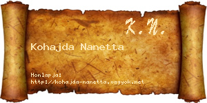 Kohajda Nanetta névjegykártya